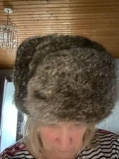 Vintage Russian USSR Brown Mink Colour Fur Ushanka 21.5" Hat Quilted Lined Real