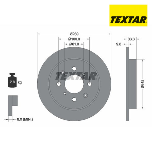 Brake disc textar 92204000 - disc,