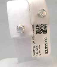 14k SOLID WHITE Gold! CERTIFIED 3/4CTTW CT REAL GENUINE Diamond Stud Earrings!!