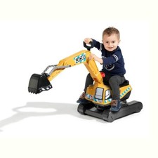 Digger JCB Excavator Ride On Toy & Helmet Yellow 360° Rotating Play Walker Kids
