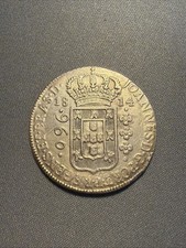 1814 Brazil 960 Reis Silver Coin Overstruck On 8 Reales