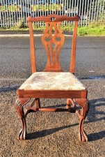 ANTIQUE MAHOGANY CHIPPENDALE REVIVAL CLAW & BALL CHAIR       DELIVERY AVAILABLE