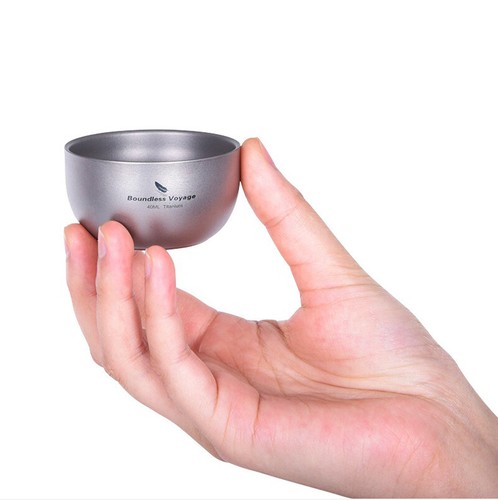 Titanium double layer teacup - titanium,