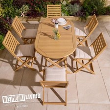 NEW HARDWOOD FOLDING 7 PIECE GARDEN FURNITURE WOODEN DINING SET WITH CUSHIONS