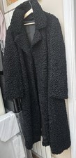 Beautiful Vintage Real Fur Black Astrakhan Long Coat  Size 14