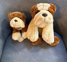 Pair Of keel Toys British bulldogs. One Called Buster With Collar And Name Tag