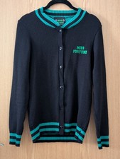 Miss Fortune Green Black Lettermans Rockabilly Retro 50s Vintage Cardigan XS
