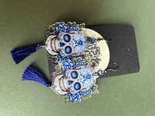 Day Of The Dead Festival Earrings,flower Sugar Skull Acrylic Handmade Costume