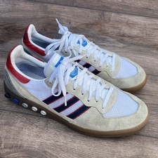 SIZE UK 10 ADIDAS HANDBALL 5-PLUG TRAINERS ARCHIVE PACK BEIGE/NAVY/RED NO 552427