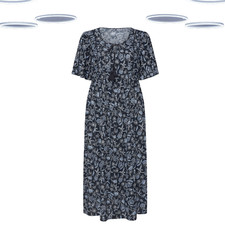 Ex Women's Midaxi Dress - Plus Size  Paisley Print Tie Front Maxi Blue