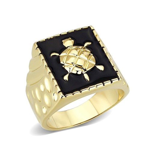 Mens gold turtle ring black