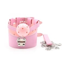 Pink faux leather collar - collar, &