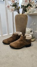 UGG® AUSTRALIA BENSON CHIPMUNK LEATHER BIKER BOOTS UK 9 WIDE