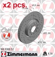 X2 PCS FRONT BRAKE DISC ROTOS X2 PCS SET 100.3300.52 ZIMMERMANN I