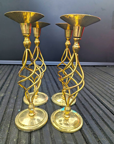 Pair brass candlesticks - brass,