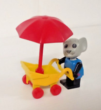 Vintage Lego Fabuland Mouse with Pram & Parasol