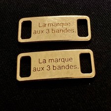 ADIDAS Shoelace Buckles x 2 (Pair), Gold / Metal - “La marque aux 3 bandes” RARE