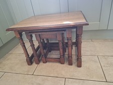 Vintage Oak Nest Of Tables x 3
