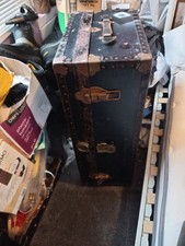 HUGE STORAGE LUGGAGE CASE TRUNK VINTAGE AUTHENTIC ORIGINAL SUITCASE LOCKS WORK
