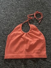 Primark Halter Neck Cropped Stretch Peach Top