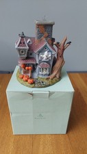 PartyLite Ghostly Tealight Halloween House with Spinning Ghost Retired NIB P7862