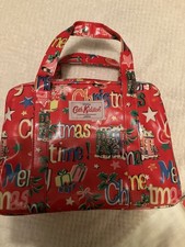 CATH KIDSTON RARE MERRY CHRISTMAS OIL CLOTH BOX BAG . VGC