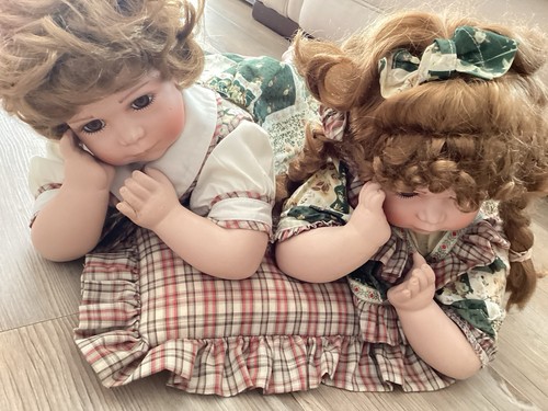 Vintage porcelain dolls twins - vintage,