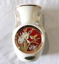 Small Chokin 24KT Gold Edged Vase 12.5cm Tall Bird and Flowers Preowned