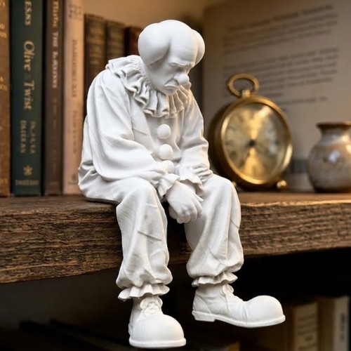 Sad clown edge sitter - sitter, figurine