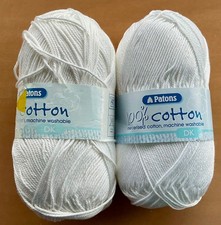 200 GRAMS ~ PATONS 100% MERCERISED COTTON DK ~WHITE ( 2691 ) BOTH SAME DYE ~ NEW