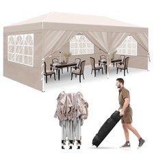 Devoko 3m x 6m Pop Up Gazebo Party Tent Canopy Marquee with Storage Bag Beige