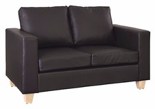 2 Seater Sofa Black or Brown Faux Leather Modern Design Living Room Office