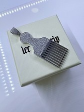 ICE COLD DRIP 925 Sterling Silver Iced Out  Comb Pendant - Hip Hop Jewellery