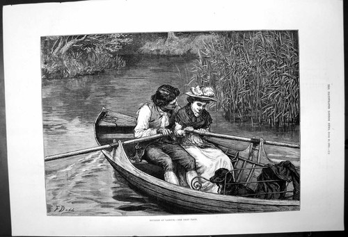Original old antique print - old,