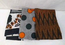 3 x African Polycotton Wax Print Fabric Ankara For Sewing & Crafting E8