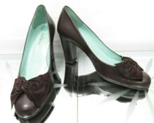 ? AUDLEY brown leather court shoes with bow UK 4 EU 37