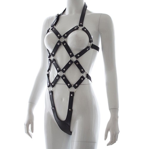 Studded black lingerie harness - black,