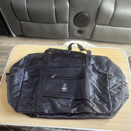 Black nylon travel duffle - black,