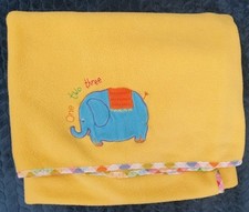 Mothercare Large Fleece Blanket Yellow Elephant one two three 6091345 vintage