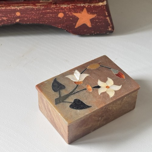 Vintage soapstone trinket box - trinket,