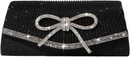 Bow evening bag sparkly clutch - sparkly,