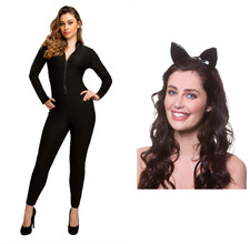 Black catwoman with zip - zip, up