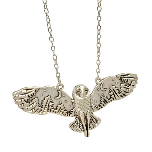 Owl pendant moon phase - owl,