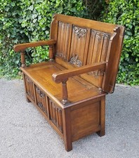 ANTIQUE OAK MONKS BENCH