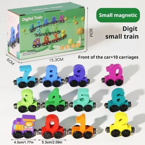 Magnetic train wooden number - train,