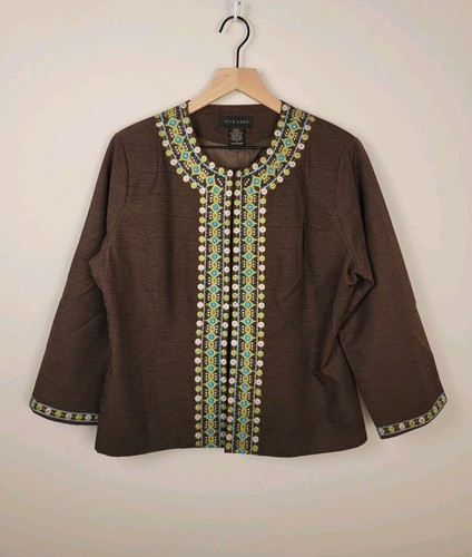 Silk land brown embroidered - silk,