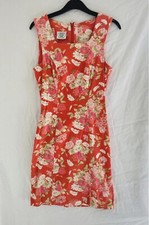 Vintage Laura Ashley Dress Great Britain UK 10 Floral Pink Coral Cotton Pencil