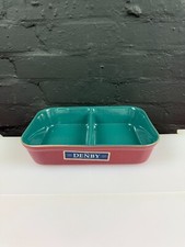 Denby Classic Red and Green Divided Roasting Serving Dish 11.5" x 2.5"