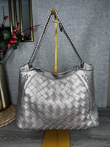 Metallic pewter woven studded - pewter,