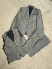 Next Grey 3 Piece Suit - Jacket & Waistcoat 42R, Trousers 36R